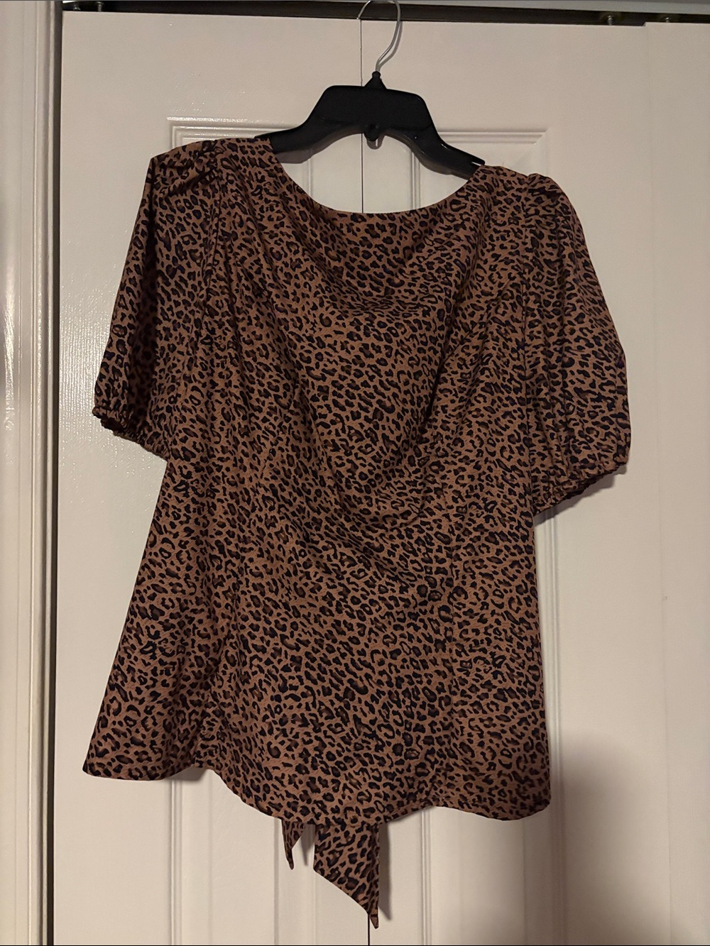 SHEIN Brown Leopard Print Short Sleeve Blouse & Skirt